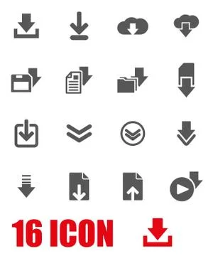 Vector grey download  icon set Stock Illustration