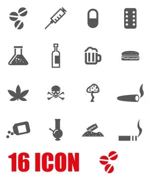Vector grey drugs  icon set Stock Illustration