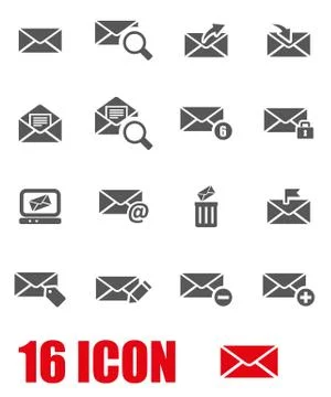 Vector grey email icon set Illustrazione stock