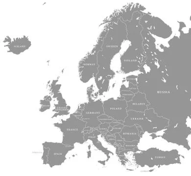Vector Grey Europe Map Stock Illustration