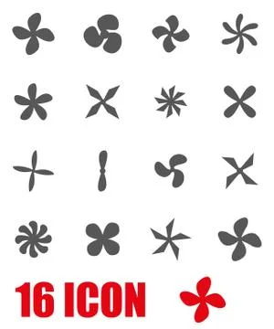 Vector grey fans and propellers icon set Stock Illustration