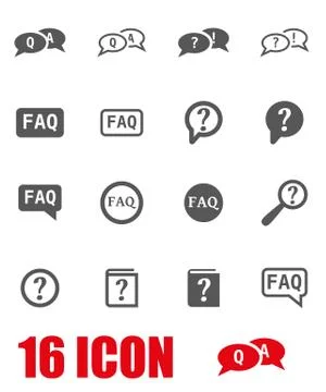 Vector grey faq icon set Illustrazione stock