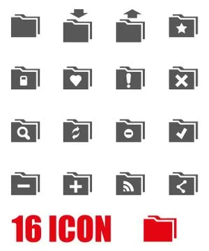 Vector grey folder icon set Stock Illustration