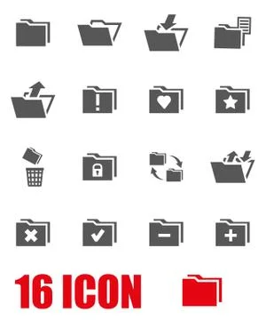 Vector grey folder icon set Stock Illustration