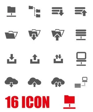 Vector grey ftp icon set Stock Illustration
