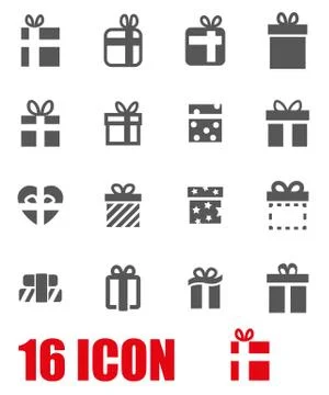 Vector grey gift icon set Stock Illustration