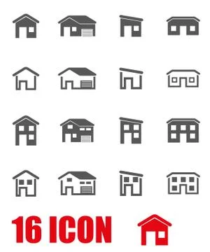 Vector grey house icon set Stock Illustration