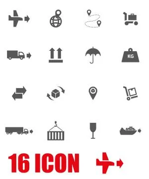 Vector grey logistic icon set Stock Illustration