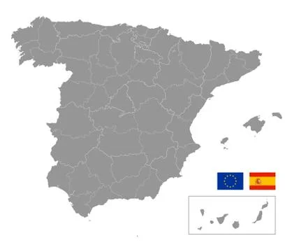 Vector grey map of spain Stock Illustration