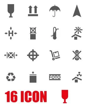 Vector grey marking of cargo icon set Stock Illustration