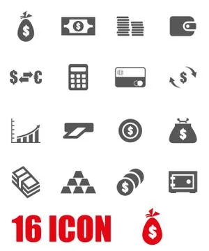 Vector grey money icon set Stock Illustration