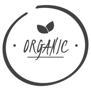 Vector grey organic circle logo symbol with leaves for food Ilustração Stock