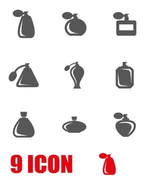 Vector grey perfume icon set Stock Illustration
