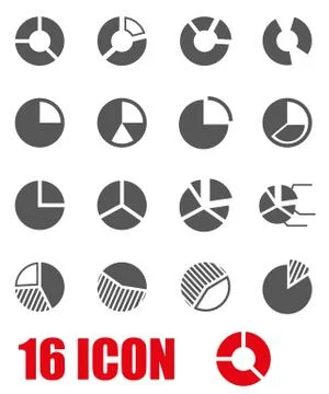 Vector grey pie chart icon set Stock Illustration