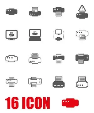 Vector grey printer icon set Stock Illustration