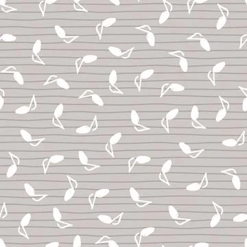 Vector grey scattered pen sketched music notes pattern with stripes 01. Perfe Stock Illustration