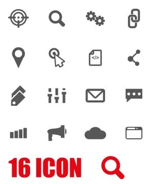 Vector grey seo icon set Stock Illustration