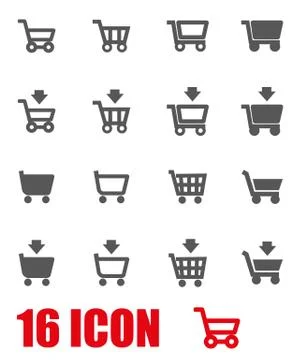 Vector grey shopping cart icon set Illustrazione stock