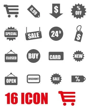 Vector grey shopping icon set Stock-Illustration