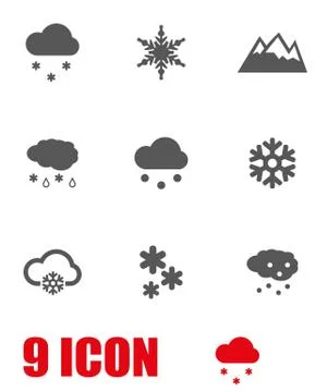 Vector grey snow icon set Stock Illustration