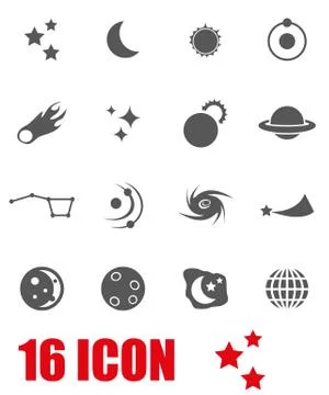 Vector grey space icon set Stock Illustration