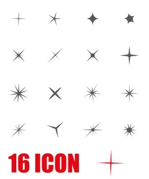 Vector grey sparkles icon set Stock Illustration
