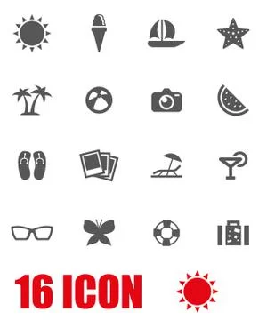 Vector grey sport icon set Stock Illustration