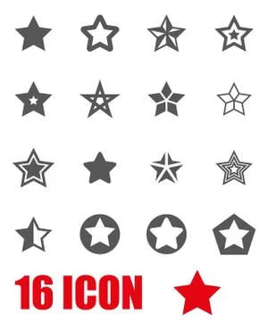 Vector grey stars icon set Stock Illustration