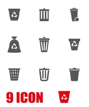 Vector grey trash can icon set イラスト素材