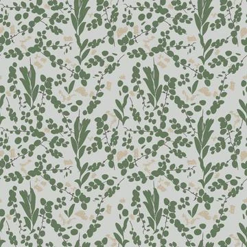 Vector grey tropical round leaf creeper plant duit-duit Pyrrosia piloselloi.. Stock Illustration