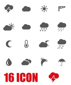Vector grey weather icon set Stock Illustration