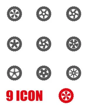 Vector grey wheel icon set Stock-Illustration
