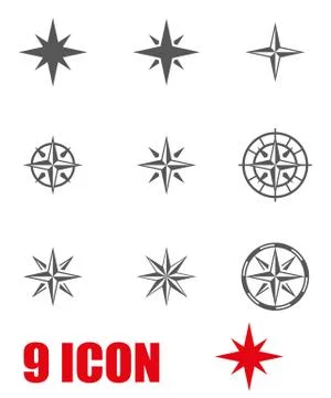 Vector grey  wind rose icon set Stock Illustration