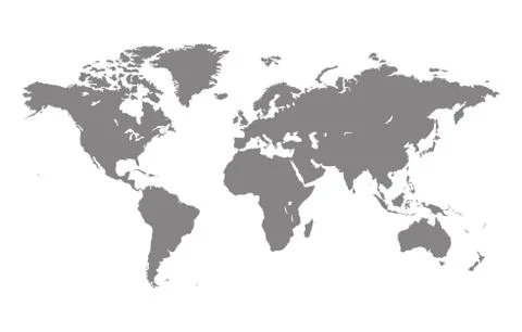 Vector grey world map Stock Illustration