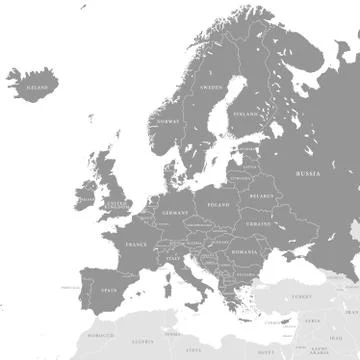 Vector Greyscale Europe map Stock Illustration