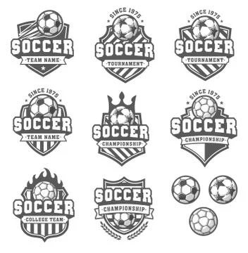 Vector Greyscale soccer logos Stock Illustration