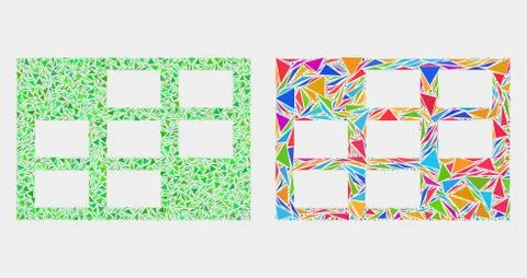 Vector Grid Cells Mosaic Icon of Triangle Items 库存插图