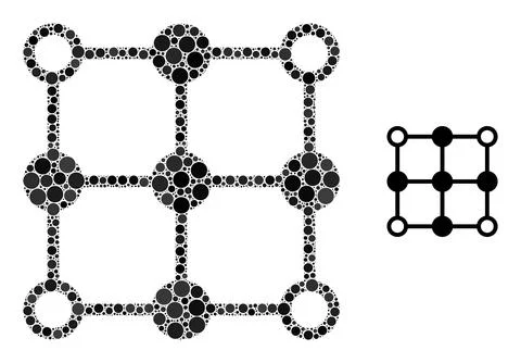 Vector Grid Centers Collage of Small Circles Stock Illustration