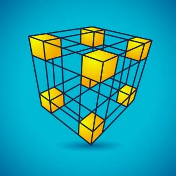 Vector grid cube Stock Illustration
