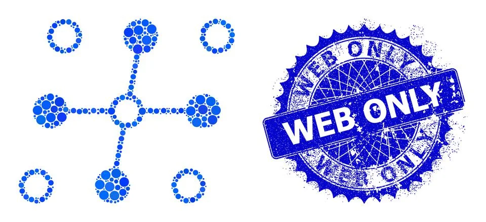 Vector Grid Structure Composition of Small Circles with Distress Web Only Stamp Stock Illustration