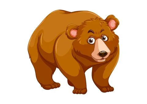 Vector Grizzly Bear isolated on white background. Wild forest creature Stock Illustration