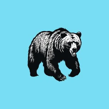 Vector grizzly bear running towards Stock Illustration