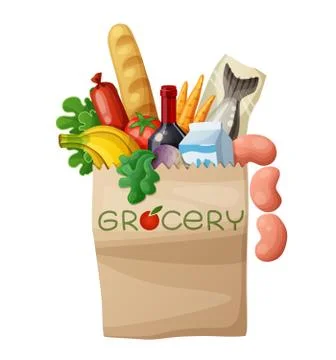 Vector grocery bag isolated on white background Stock Illustration