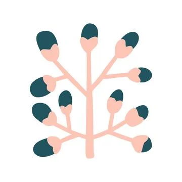 Vector groovy spring branch with berries. Positive floral ethno 70s illustration Stock-Illustration