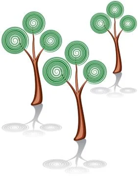 Vector group of abstract trees in a park or wood Stock Illustration