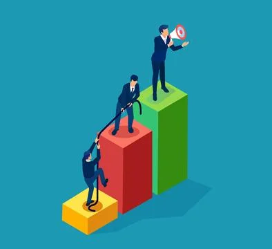 Vector of a group of business men helping each other to achieve a success Stock Illustration