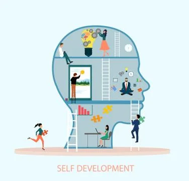 Vector of a group of creative people working hard on self improvement and cli Stock Illustration