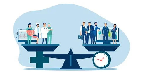 Vector of a group of medical professionals and a group of businesspeople stan Stock Illustration