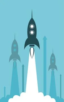 Vector group rocket launch Stock Illustration