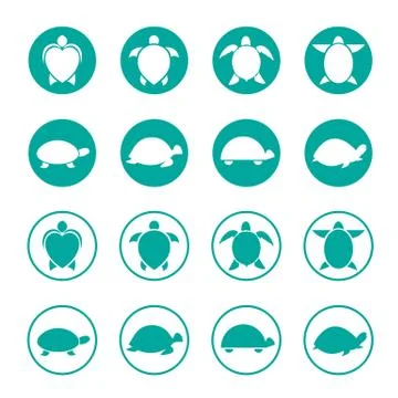 Vector group of turtle in the circle on white background Illustrazione stock